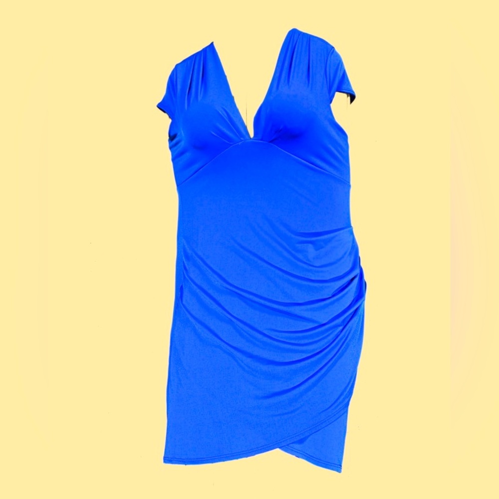 XL bodycon Royal Blue dress with ruching on one side
